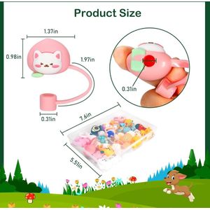 24pcs Reusable Cute Silicone Straw Covers - Set of Straw Toppers for 6-8mm Straws