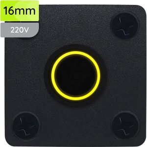 ProRide Metalen drukschakelaar Inbouwpaneel 220V ON-OFF - 16mm - met Aansluitkabel - LED indicatie Geel