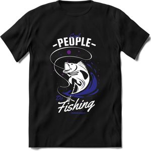 Cool People Do Fishing - Vissen T-Shirt | Donker Blauw | Grappig Verjaardag Vis Hobby Cadeau Shirt | Dames - Heren - Unisex | Tshirt Hengelsport Kleding Kado - Zwart - 3XL