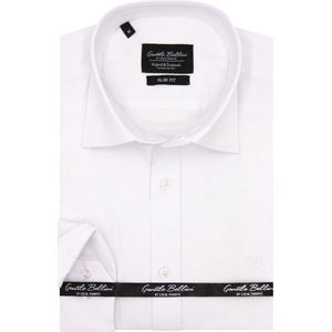 Heren Overhemd - Slim Fit - Plain Oxford Shirts - Wit - Maat L