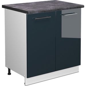 Vicco Fame-Line Keuken Keukenkasten – 80 cm met legplank, WB Antraciet Donkerblauw hoogglans met legplank, WB Antraciet