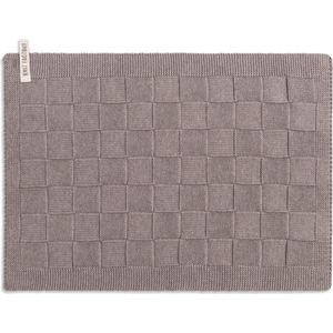 Knit Factory Gebreide Placemat - Onderlegger Uni - Eetmat - Taupe - 50x30 cm