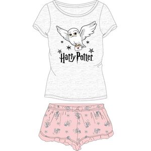 Harry Potter shortama/pyjama Hedwig katoen grijs/roze maat 146/152