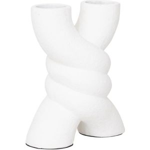 MUST Living - Vase Spiral - Terracotta - Handgeschilderd - Wit