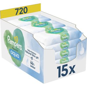 Pampers Harmonie Aqua Billendoekjes - 15 Verpakkingen = 720 Babydoekjes