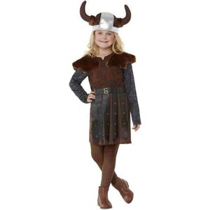 Smiffy's - Piraat & Viking Kostuum - Gyda De Dappere Viking - Meisje - Bruin, Zwart - Large - Carnavalskleding - Verkleedkleding