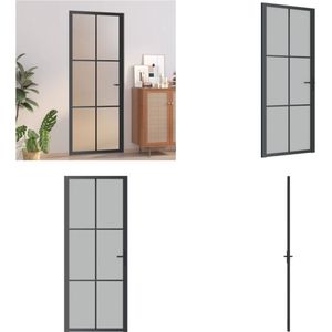 vidaXL Binnendeur 83x201-5 cm matglas en aluminium zwart - Binnendeur - Binnendeuren - Deur - Deuren