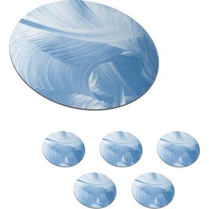 Onderzetters voor glazen - Rond - Acrylverf - Blauw - Design - 10x10 cm - Glasonderzetters - 6 stuks