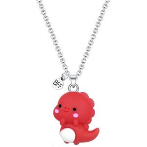 Bixorp Ketting met Dinosaurus - Rood - Kawaii Dino met ei - 45cm + 5cm verstelbaar