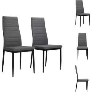 vidaXL Eetkamerstoelen - Set van 2 - Lichtgrijs - 43x44x96cm - Polyester - Eetkamerstoel