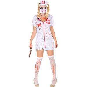 dressforfun - vrouwenkostuum sexy zombieverpleegster M - verkleedkleding kostuum halloween verkleden feestkleding carnavalskleding carnaval feestkledij partykleding - 300063