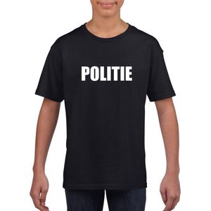 Politie tekst t-shirt zwart kinderen 146/152