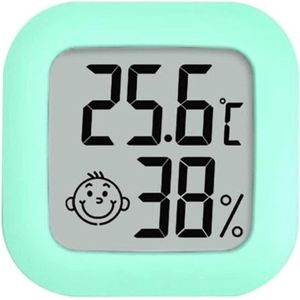 Jumada's - Hygrometer Weerstation Luchtvochtigheidsmeter Thermometer voor Binnen/Incl. Batterij & Plakstrip Groen - Weer station kinder kamer