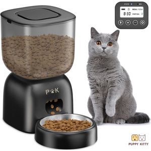 PUPPY KITTY Automatische voerbak - Kat en Hond - Voerautomaat kat - Voerautomaat hond - Voerautomaat dispenser kat - Voice Recorder - 3L - Zwart
