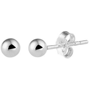 YO&NO - Oorbellen - Zilver - Oorknoppen -Bol -  4 mm - Sieraden Vrouw - Heren - Gerhodineerd - Zilver 925