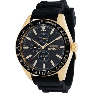 Invicta Aviator 38404 Heren Horloge - Waterdicht - Analoog - Quartz Uurwerk - Roestvrij Staal met zwarte Wijzerplaat - 45mm