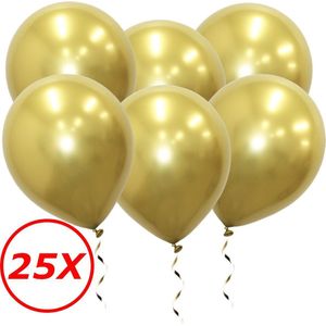 Luxe Chrome Ballonnen Goud 25 Stuks - Helium Ballonnenset Metallic Gold Feestje Verjaardag Party