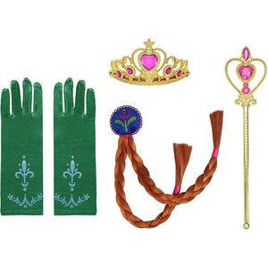 Het Betere Merk - Kroon voor bij je verkleedjurk - Accessoires - Vlecht - Blauwe Handschoenen - Toverstaf - Tiara - Speelgoed Meisjes - Carnavalskleding Meisjes