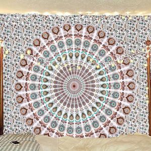 Indiase hippie Bohemian Psychedelische Peacock Mandala wandbehang beddengoed wandtapijt (215x230 cms