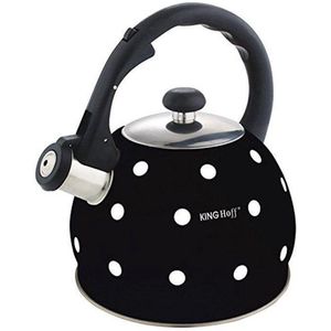 Kinghoff Fluitketel zwart stippel - 2 l