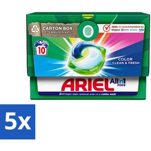 Ariel - Color - All-In-1 Wasmiddel Pods - Krachtige Reiniging - 10 Wasbeurten - Bulkverpakking - 5 stuks