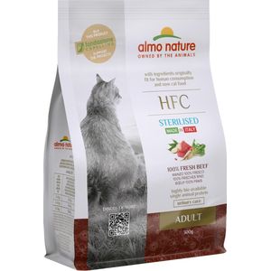 Almo Nature - HFC Adult Sterilized brokken voor gecastreerde / gesteriliseerde katten - rund, kip, kabeljauw of zalm - 1,2kg, 300gr - Rundvlees, Gewicht: 1,2kg