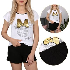 DISNEY Minnie Mouse - Meisjespyjama met korte broek, wit-zwarte pyjama, OEKO-TEX / 140