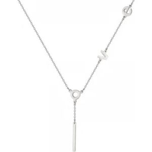 Gading® ketting dames met letter ""LOVE""- RVS zilveren collier - 40cm+6cm