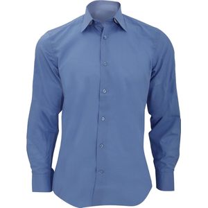 Russell Collectie Heren Lange Mouw Poly-Katoen Gemakkelijke Verzorging op maat gemaakt Poplin Shirt (Bedrijfsblauw)