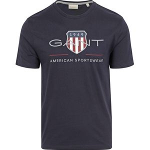 Gant - T-shirt Logo Navy - Heren - Maat XXL - Regular-fit