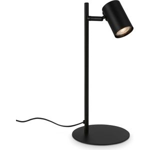 Briloner Leuchten - Verstelbare tafellamp, zwenkbare tafellamp, bureaulamp, snoerschakelaar, 1x GU10 fitting max. 9 watt, zwart, 38,5 cm