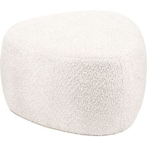 Poef organisch Mae in stof bouclé naturel - hocker teddy wit - 60x60x33cm