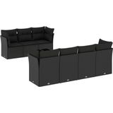 vidaXL - 8-delige - Loungeset - met - kussens - poly - rattan - zwart