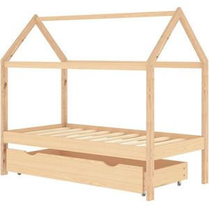 vidaXL - Kinderbedframe - met - lade - massief - grenenhout - 80x160 - cm