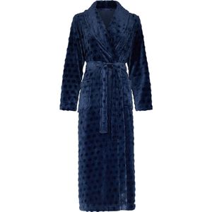 Blauwe lange badjas Pastunette - fleece dames badjas - luxe & kwaliteit - maat S (36-38)