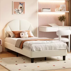 Merax 140x200cm Flat Tweepersoonsbed - Prinsessenbed met Kroon - Zacht