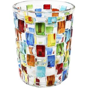 handbeschilderd stijlvol cocktailglas kleurrijk gestreept kristalwijnglas voor Scotch, Bourbon, likeur voor Scotch-liefhebbers (vintage glas in lood met verweven vormen)