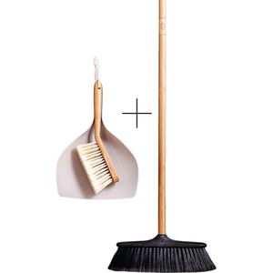 Synx Tools Binnenbezem ECO met Bamboe Steel (120 cm) & Stofblikset/Stoffer en Blik ""Bamboe ECO Collectie