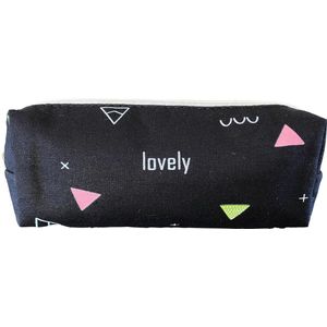 Zody Shop Etui Lovely - Zwart - 17,5 x 6 x 4,5 cm - Canvas - Pennenzak voor Volwassenen - Etui Meisjes - Etui Jongens - Etui voor school