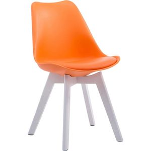 Leren vergaderstoel Tylar - Oranje - Zonder armleuning - Bezoekersstoel - Kantinestoel - Wachtkamerstoel - Eetkamerstoel - 47cm