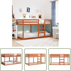 The Living Store Stapelbed massief grenenhout wasbruin 75x190 cm - Stapelbed - Kinderbed - Houten Bed - Grenenhout Bed - Tweepersoons Bed
