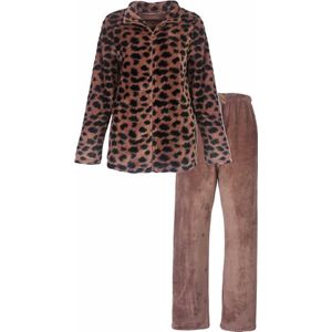 Irresistible Dames Huispak - Fleece - Panterprint - Bruin - Maat XL
