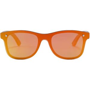 FLAMENGO Randloze Zonnebril – Houten Frame met Oranje Glazen - Sunglasses - Festival - Sport - Wintersport – Strand - Ski zonnebril - UV400 – Gepolariseerd - Geschikt voor dames/heren – Stijlvol Design – Zwart - incl. brillenzakje