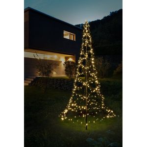 Distri-Cover SMART vlaggenmast kerstboom - 3 meter – 480 Dual LED verlichting: warm wit & multicolour - app-bediening: 10 licht-functies, timer, dimmer