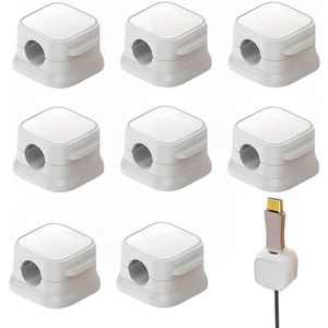 8 stuks zelfklevende kabelklemmen voor bureau - magnetische kabelhouder voor stroom- en datakabels - wit