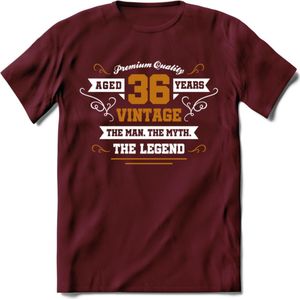 36 Jaar Legend T-Shirt | Goud - Wit | Grappig Verjaardag en Feest Cadeau Shirt | Dames - Heren - Unisex | Tshirt Kleding Kado | - Burgundy - XXL