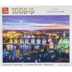 King legpuzzel 1000 stuks - Charles Bridge Vltava rivier Praag - puzzel voor volwassenen