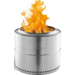 BURNHARD Vuurschaal roestvrij staal 50 cm, plug-in systeem voor eenvoudige montage, incl. transporttas, duurzaam & mobiel voor tuin, terras & balkon