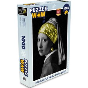 Puzzel Meisje met de parel - Goud - Zwart - Legpuzzel - Puzzel 1000 stukjes volwassenen