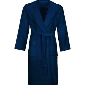 Badjas VEGAN LIFE UNISEX - donkerblauw- capuchon - badstof katoen - sauna - Vossen - maat L